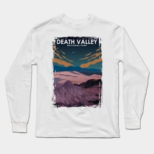 Death Valley National Park Vintage Minimal Retro Travel Poster at Night Long Sleeve T-Shirt